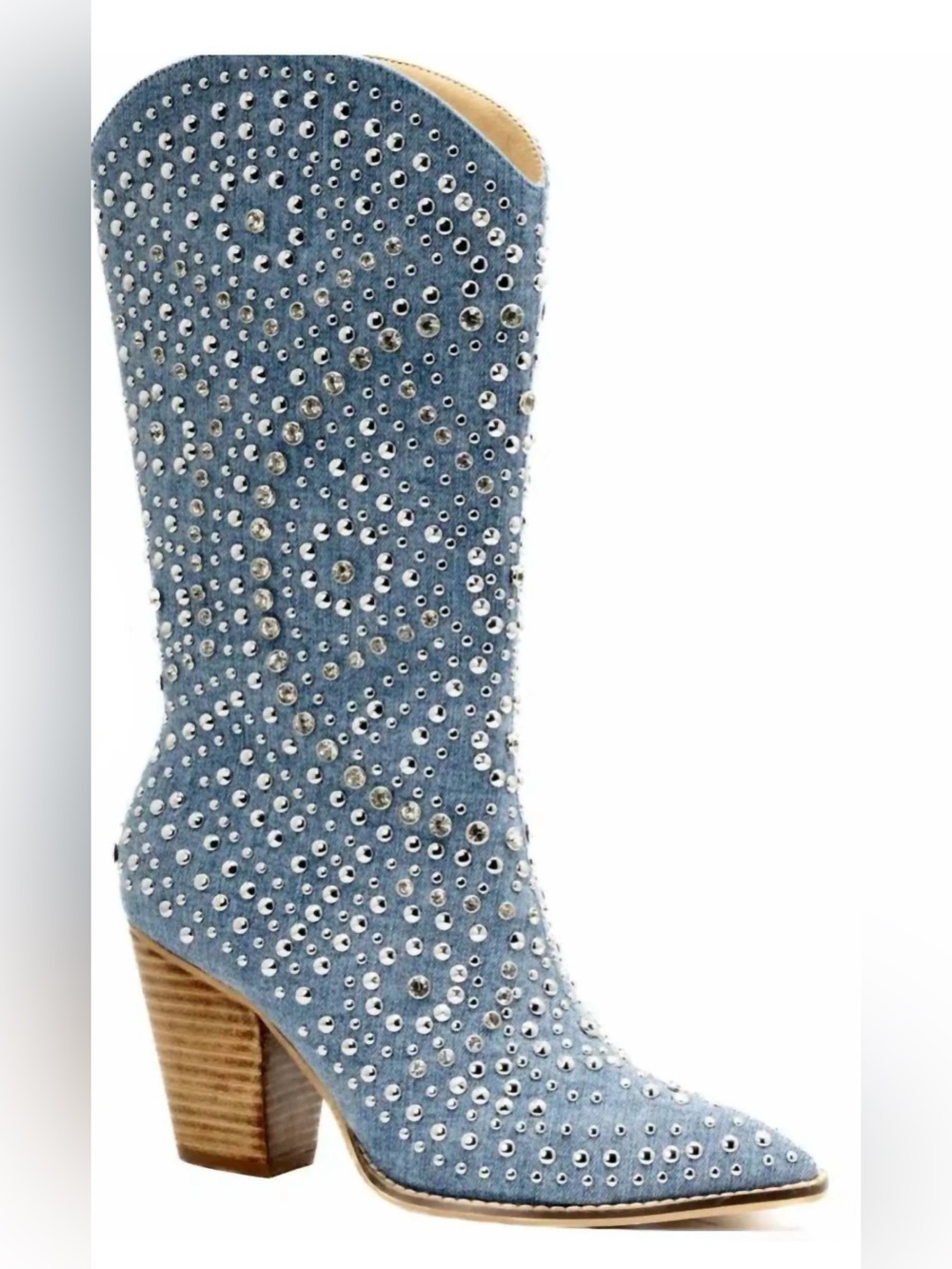 CORKY’S Studded Light Blue Denim Mid-Calf Cowboy Boots Spring & Summer - Size 9